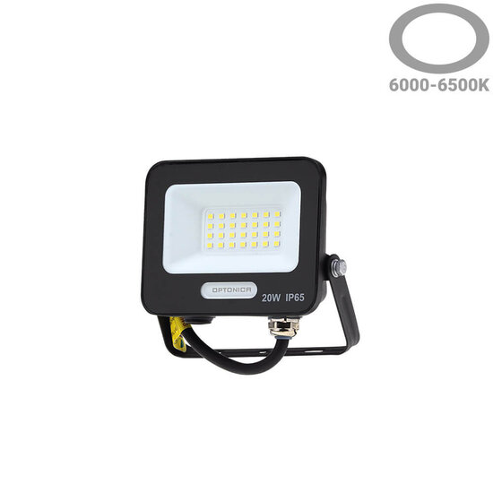 Optonica LED SMD Flutlicht Schwarz IP65 mit 15 cm Kabel - Ideal für Außenbeleuchtung