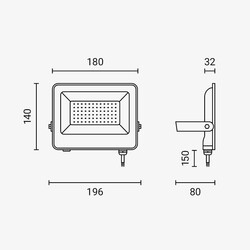 LED SMD Floodlight Cuerpo Blanco IP65 con Cable de 15 cm