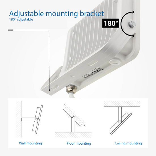 Optonica LED SMD Flutlicht Weiß IP65 mit 15 cm Kabel - Ideal für Außenbeleuchtung