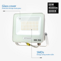Optonica LED SMD Floodlight White Body IP65 with 15 cm Cable - Perfect voor Buitenverlichting