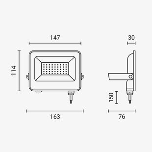 LED SMD Proyector Cuerpo Blanco IP65 con Cable de 15 cm
