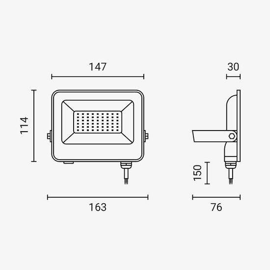 Optonica LED SMD Floodlight White Body IP65 with 15 cm Cable - Idéal pour l'éclairage extérieur