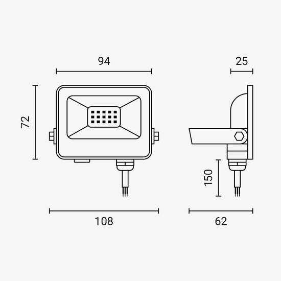 Optonica LED SMD Floodlight White Body IP65 with 15 cm Cable - Ideal para iluminación exterior