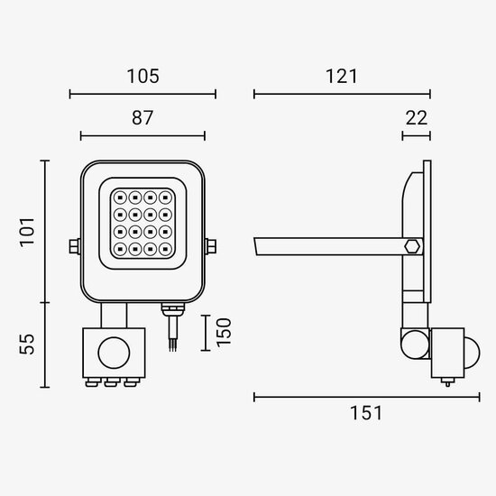 Optonica LED SMD Floodlight Black Body IP65 With Sensor - Solución ideal de iluminación exterior