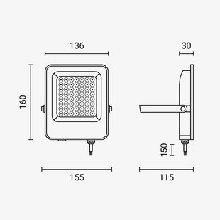 LED SMD Floodlight Black Body IP65