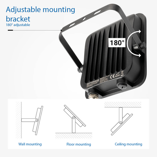 Optonica LED SMD Floodlight Black Body IP65 - Éclairage extérieur parfait pour chaque occasion