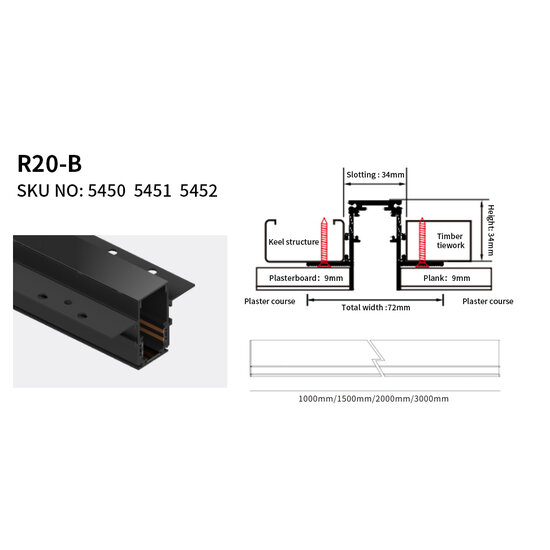 Optonica Built-In Surface Magnetic Track System - Perfect voor moderne verlichting