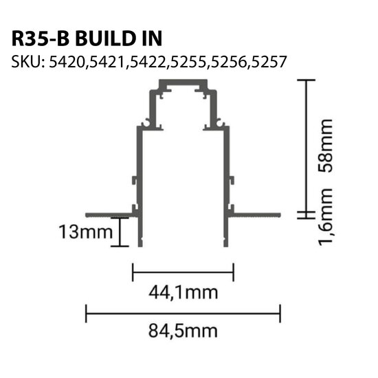 Optonica Built-In Surface Magnetic Track System - R35 Aluminium - Ideale Beleuchtungslösung für jeden Raum