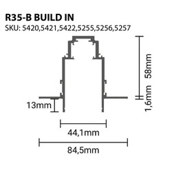Built-In Surface Magnetic Track System - R35 Aluminium