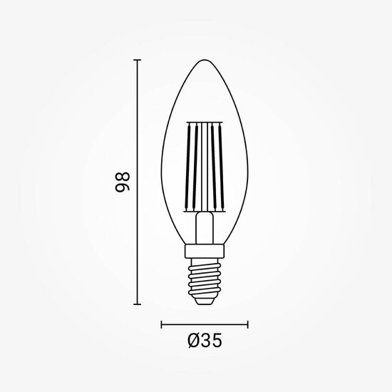 Optonica LED CANDLE C35 E14 6W FILAMENT - Luz blanca cálida para una atmósfera acogedora