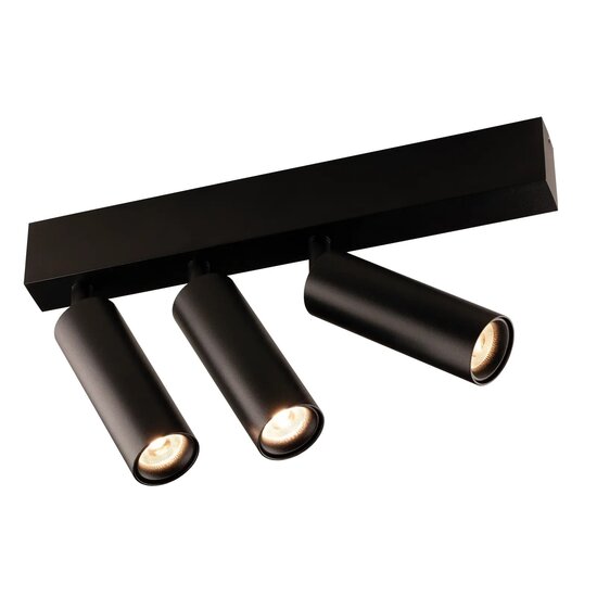 Fantasia OUTLET - Plafonnier LED Lopal, 3 spots orientables, noir aluminium, 3x4W LED COB 2700K, 360 lumen, dimmable, 270x137x25mm
