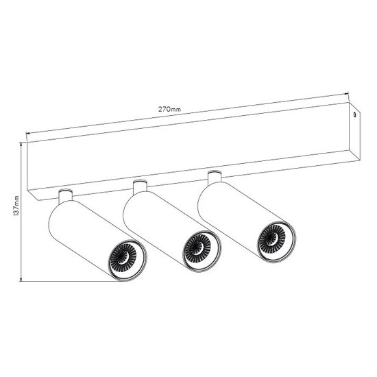 Fantasia OUTLET - Lopal LED Deckenleuchte, 3-flammig schwenkbar, schwarz Aluminium, 3x4W COB LED 2700K, 360 Lumen, dimmbar, 270x137x25mm