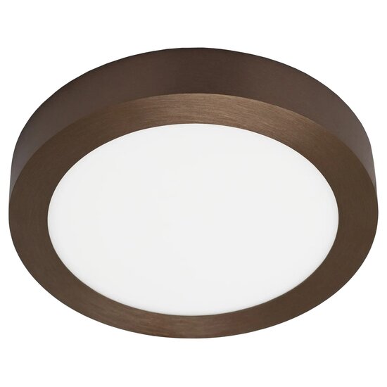 Fantasia Fluke round LED ceiling light in brushed bronze, 18 W, 3000 K warm white light, 23.5 cm diameter.