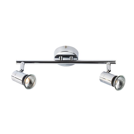 Fantasia OUTLET - Rivera plafondlamp 2-lichts chroom, GU10 LED 5W dimbaar 2700K, IP44 vochtbestendig, 400 lumen