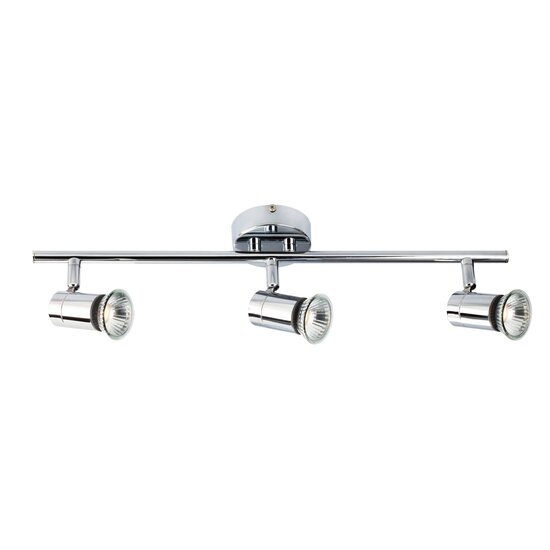 Fantasia OUTLET - Rivera beam ceiling light with 3x GU10 5W dimmable LED, 400 lumen, 2700K, chrome aluminium, IP44, 475 x 120 mm