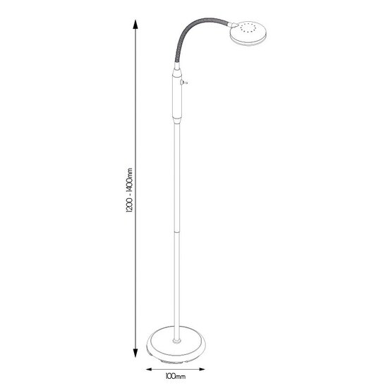 Fantasia OUTLET - Safrane floor lamp with adjustable arm, black-chrome, LED 5W 400 lumen 3000K warm white, height 1200-1400mm, IP20