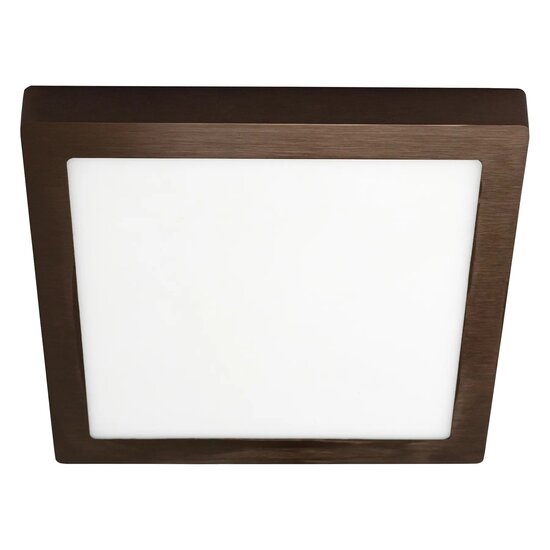 Fantasia Fluke square LED ceiling light in brushed bronze, 24 W, 3000 K warm white light, 30 x 30 cm