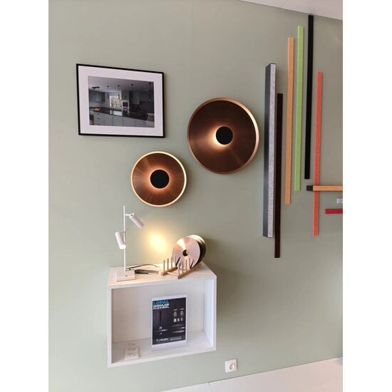 Fantasia ENSO LED wall light, Ø35 cm, sanded aluminium black/bronze, 2700K warm white