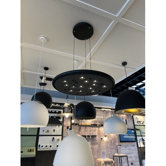 Fantasia SEROX pendant light Ø700mm in black felt and aluminium, integrated 26W LED (2700K, CRI>90)