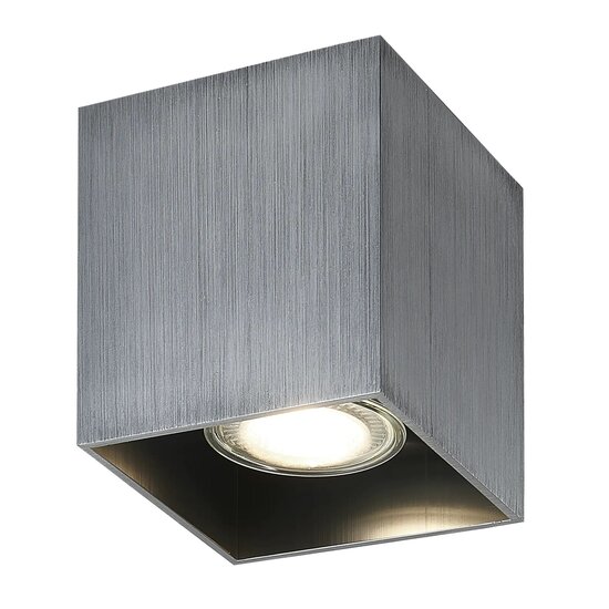Fantasia BABAR ceiling light in brushed steel, square shape, for 1x GU10 (bulb not included, max 50W), IP20