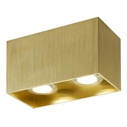 Babar plafondlamp geborsteld goud, vierkant, 2x GU10