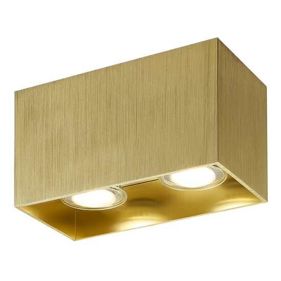 Fantasia Babar plafondlamp, vierkant, geborsteld goud, 2x GU10 (excl., max 50W), 165 x 82,5 x 95 mm, IP20