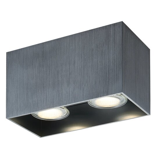 Fantasia Babar plafón, acero cepillado, cuadrado, 2x GU10 no incl. (máx. 50W por bombilla), IP20, 165 x 82,5 x 95 mm