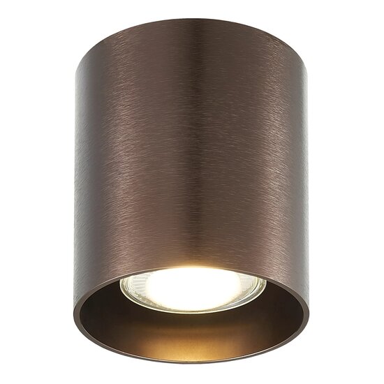 Fantasia BABAR, ronde plafondlamp in geborsteld brons, Ø80 x H95 mm, voor 1x GU10 (excl. lichtbron, max 50W)