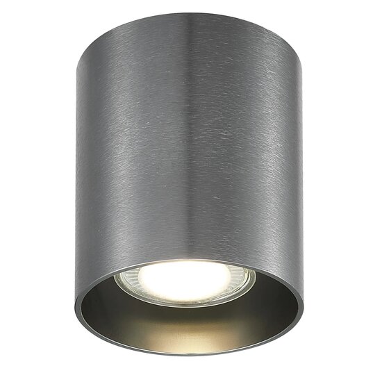 Fantasia Babar ceiling light in brushed steel, round design, Ø80 x 95 mm, for 1x GU10 (excl. light source, max. 50W).