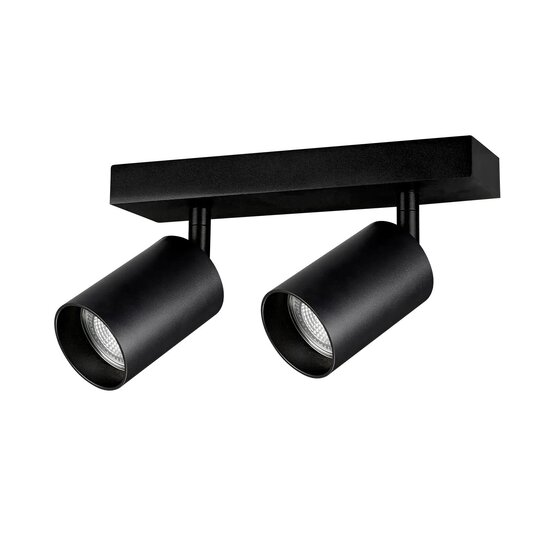 Fantasia Taboo Spot Plafond 2xGU10 en Aluminium Noir, Orientable, IP20, Sans Source Lumineuse, 200x145x60mm