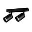 Fantasia Taboo Spot Plafond 2xGU10 en Aluminium Noir, Orientable, IP20, Sans Source Lumineuse, 200x145x60mm