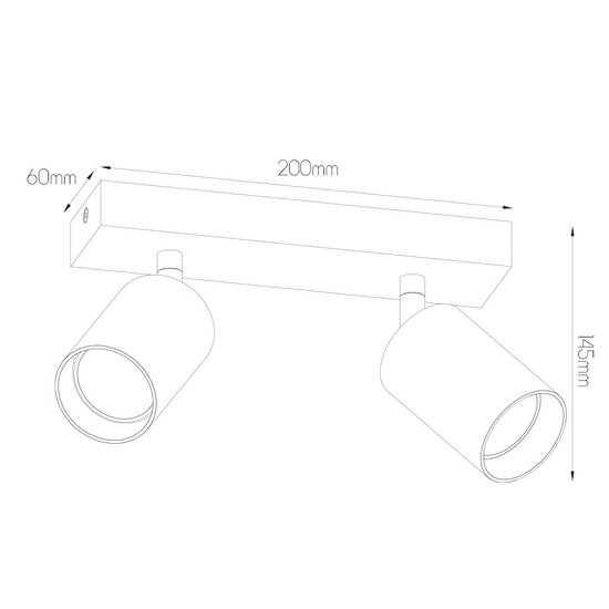 Fantasia Taboo 2-Light GU10 Ceiling Spot in Black Aluminium, Adjustable, IP20, Light Source Excluded, 200x145x60mm