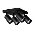 Fantasia TABOO spot plafonnier carré à 4 douilles GU10 (ampoules excl.), noir aluminium, 200x200x145mm
