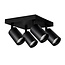 Fantasia TABOO square ceiling spot with 4 GU10 sockets (excl. bulbs), black aluminium, 200x200x145mm