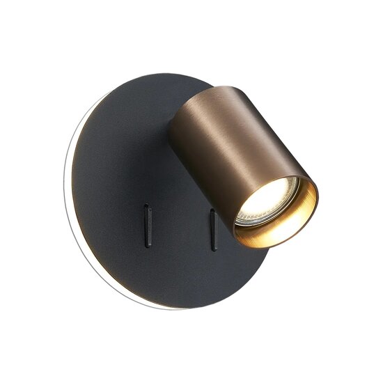 Fantasia Dusk aplique de pared en negro y bronce cepillado, portalámparas GU10 (excl.) más LED integrado 5,5W 2700K