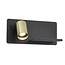 Fantasia DUSK wandlamp, linkse uitvoering, GU10-fitting (excl.), ingebouwde USB-poort, zwart met geborsteld goud, 300x115mm