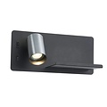 Fantasia DUSK aplique de pared, versión izquierda, puerto USB, portalámparas GU10 (excl.) y LED integrado 7W 2700K, negro/acero cepillado