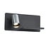 Fantasia DUSK wandlamp links met USB-poort, GU10-fitting (excl.) en ingebouwde LED 7W 2700K, zwart/geborsteld staal