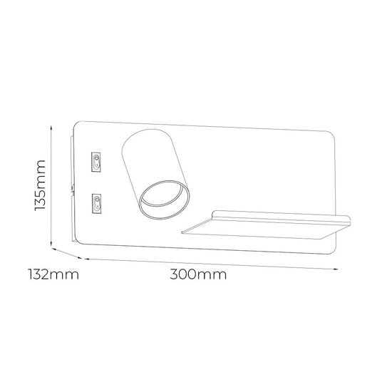 Fantasia DUSK wall light, left version, USB port, GU10 socket (excl.) and built-in LED 7W 2700K, black/brushed steel