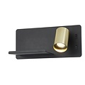 Fantasia Dusk aplique de pared (derecho) con puerto USB, foco LED 7W 2700K, portalámparas GU10 excl., negro y oro cepillado