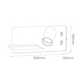 Fantasia Dusk applique murale (droite) avec port USB, spot LED 7W 2700K, douille GU10 hors ampoule, noir et or brossé