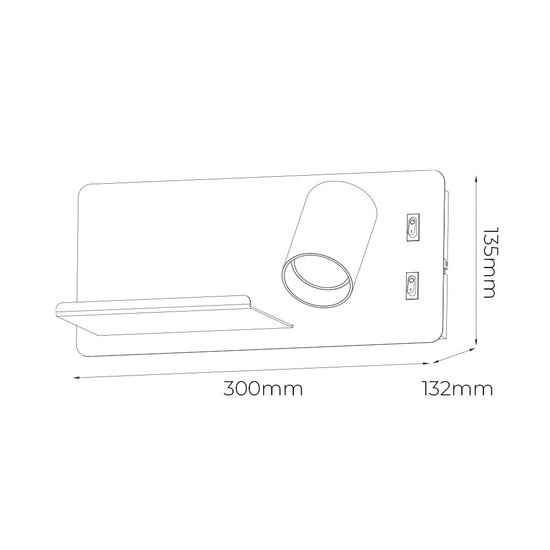 Fantasia Dusk aplique de pared (derecho) con puerto USB, foco LED 7W 2700K, portalámparas GU10 excl., negro y acero cepillado