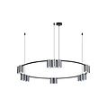 Fantasia ISE round pendant light with 15x GU10 sockets (bulbs excl.), Ø100cm, aluminium, black with brushed steel, IP20