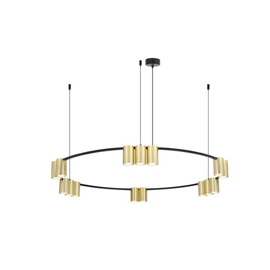 Fantasia ISE pendant light with 15x GU10 sockets (bulbs excl.), Ø100cm, aluminium, brushed gold and black, IP20