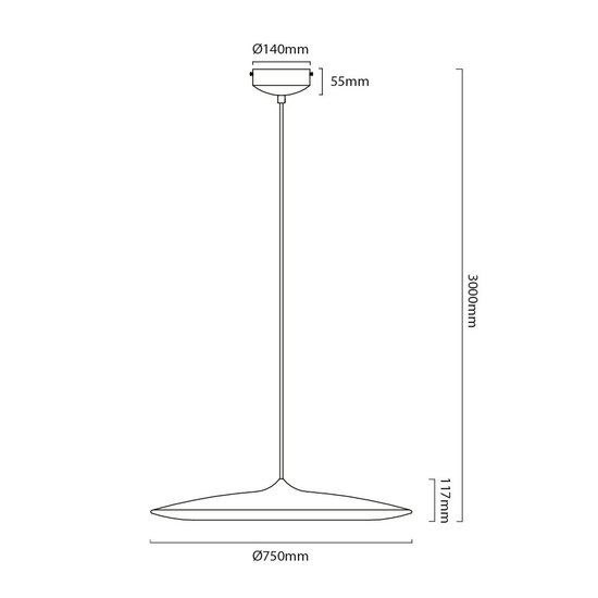 Fantasia ELYSIUM LED pendant light, Ø75 cm, black aluminium, dimmable, 2700K warm white light
