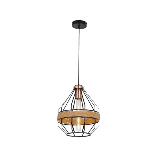 Fantasia JOTI hanglamp met E27-fitting (max. 60W, lichtbron niet inbegrepen), staal, zwart met koper, Ø26 x 28cm, IP20.