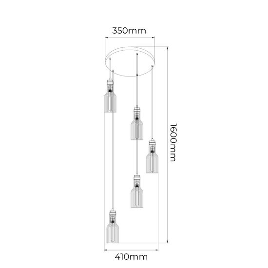 Fantasia BIZUM pendant light with 5x E27 socket, black with copper-coloured accents, 410 mm diameter