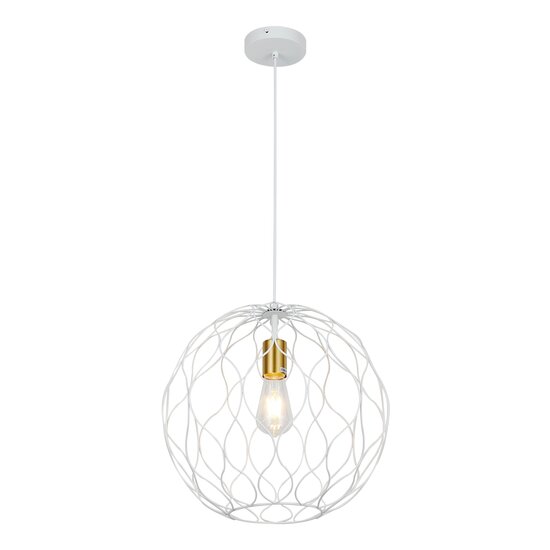 Fantasia ONDA hanglamp met 1x E27 fitting, wit met geborsteld gouden accenten, diameter 39 cm
