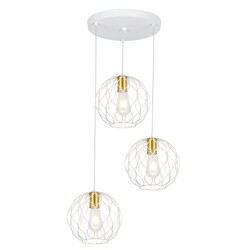 ONDA pendant light 3x E27 white-brushed gold