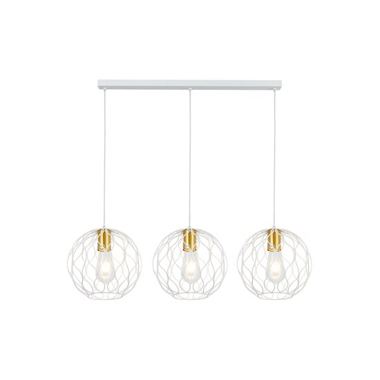 Fantasia ONDA pendant light with 3x E27 socket, white with brushed gold accents, 885 mm width